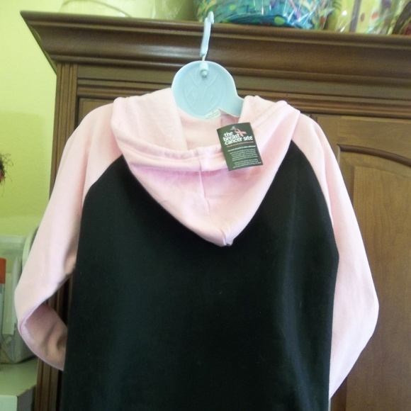 PINK & BLACK ZIP HOODIE W BLACK RIBBON - Breast Cr - Picture 3 of 3